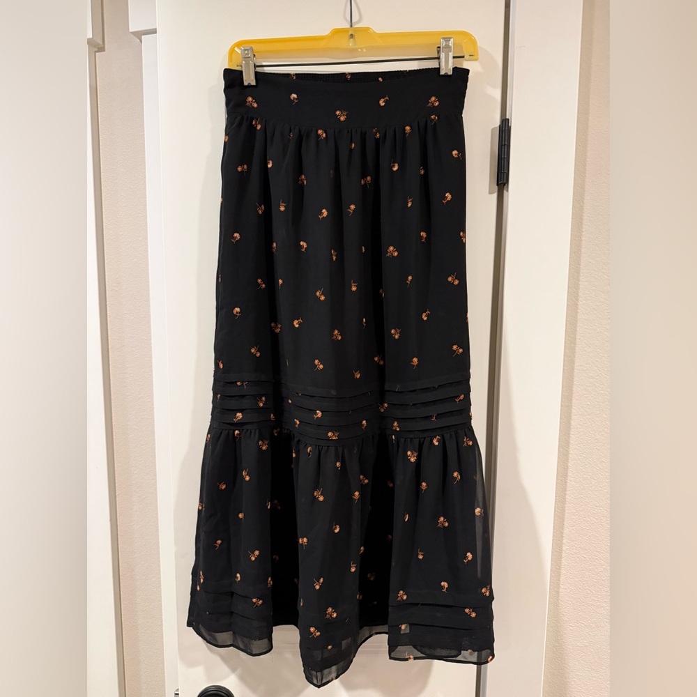 Madewell Black Floral Maxi Skirt